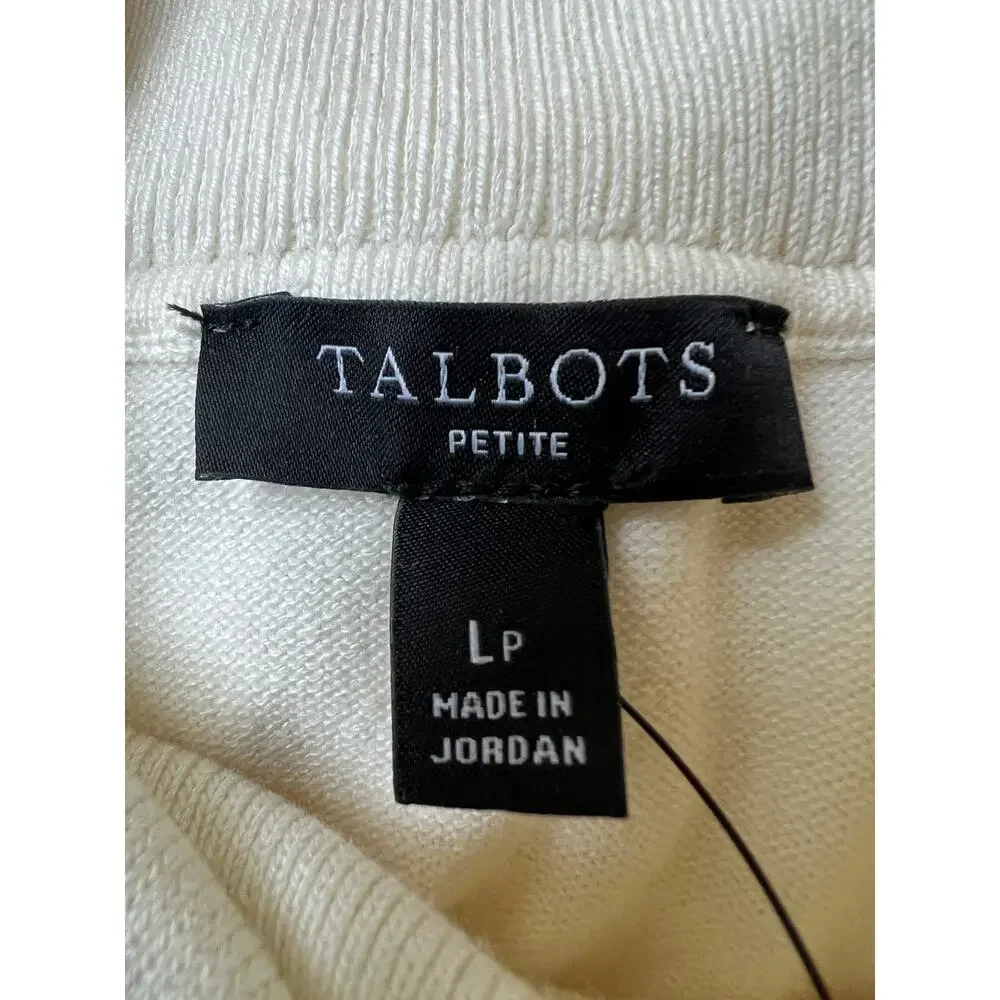 TALBOTS WOMENS SIZE LARGE PETITE FINE KNIT TURTLENECK SWEATER CREAM NEW